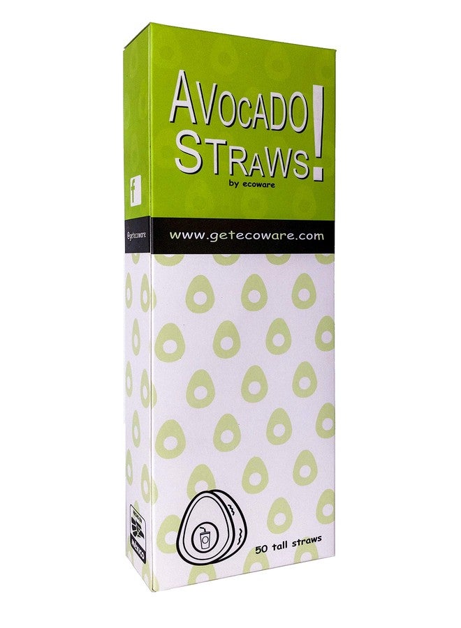 Ecoware Avocado Seed Straws - Extra Strength 100% biodegradable Straws - 50 count, 8.26" unwrapped - Image 1